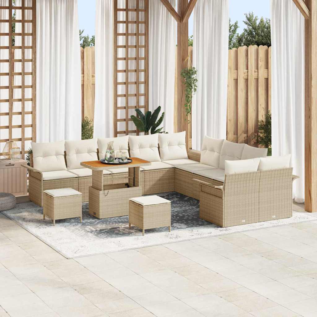 JUNG Vida Gartensofa-set mit Kissen 13 pcs Beige Poly-Rattan