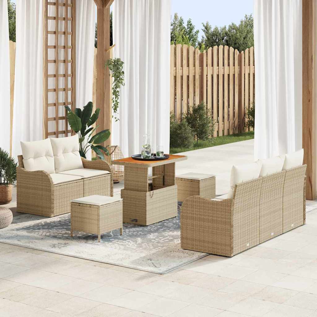 JUNG Vida Gartensofa-set mit Kissen 8 pcs Beige Poly-Rattan