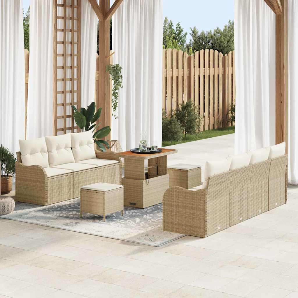 JUNG Vida Gartensofa-set mit Kissen 10 pcs Beige Poly-Rattan