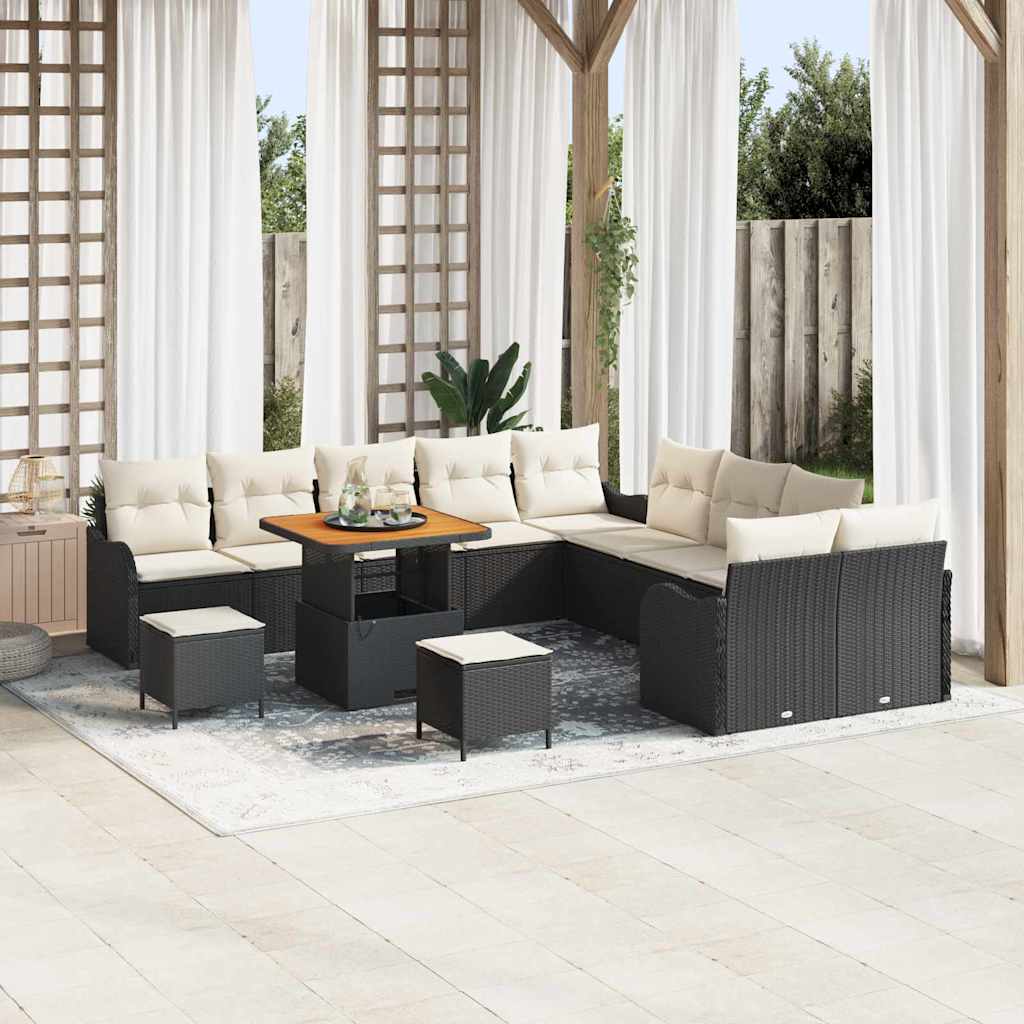 JUNG Vida Garten-Sofa-Set 13 pcs Schwarz Poly-Rattan