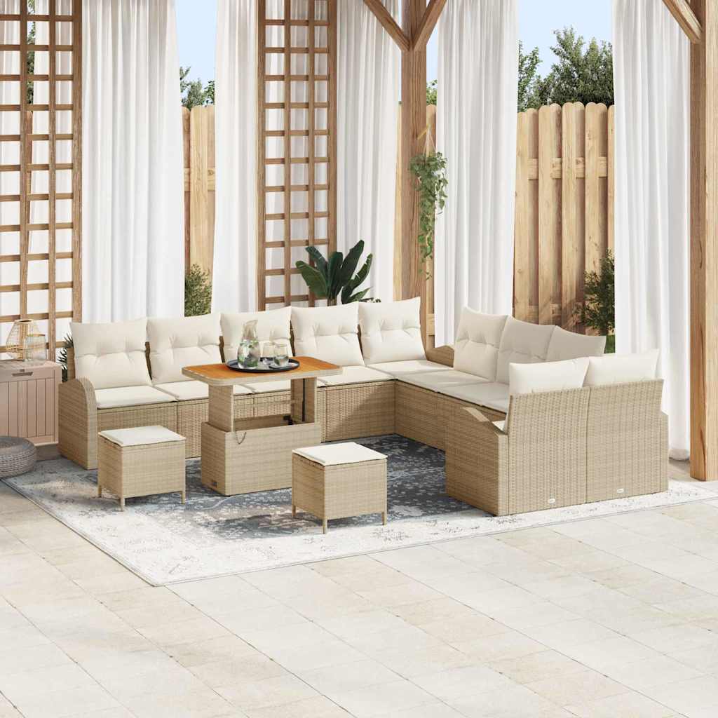 JUNG Vida Gartensofa-set mit Kissen 13 pcs Beige Poly-Rattan