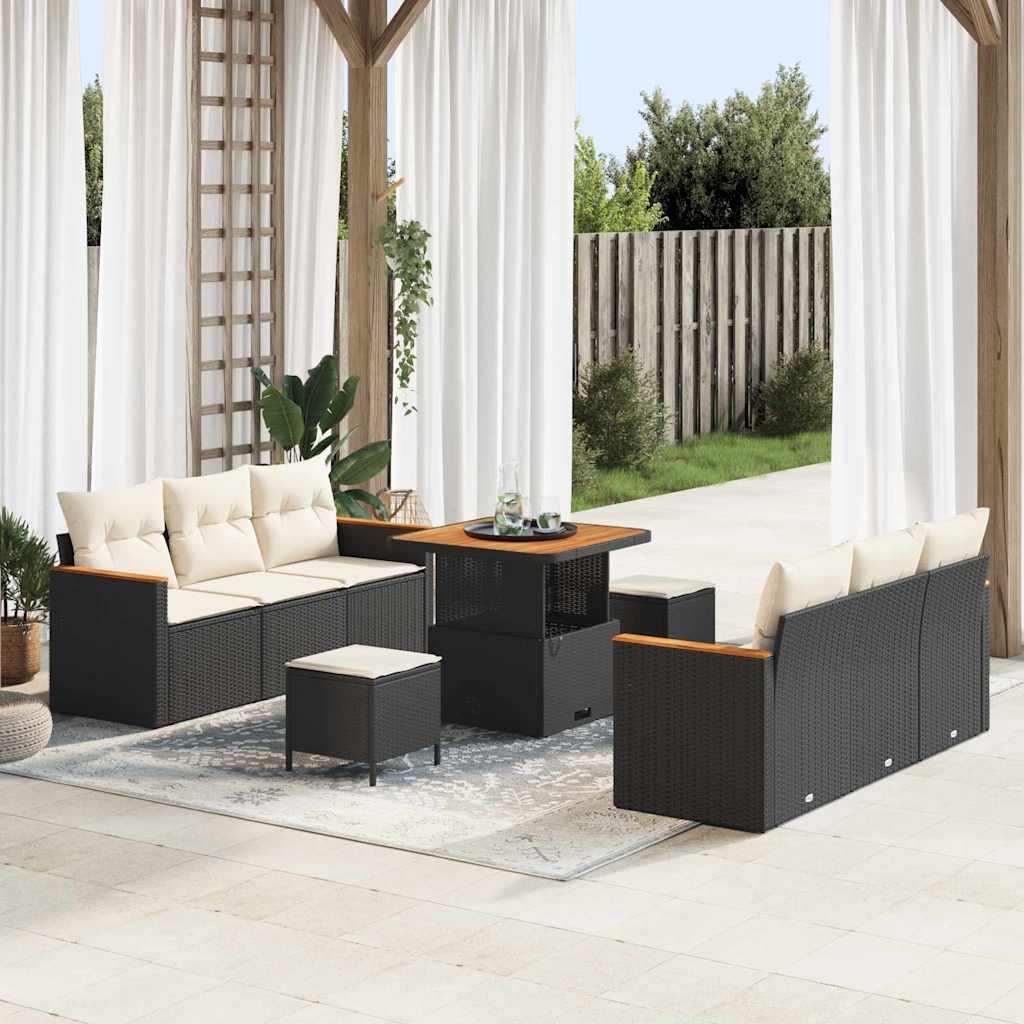 JUNG Vida Gartensofa-set 9 pcs Schwarz Poly-Rattan