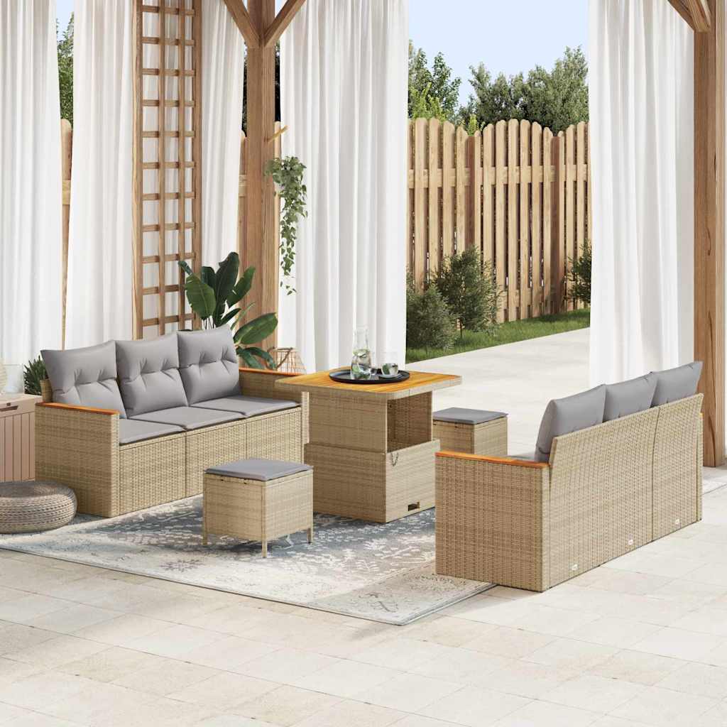 JUNG Vida Gartensofa-set 9 pcs Beige Poly-Rattan