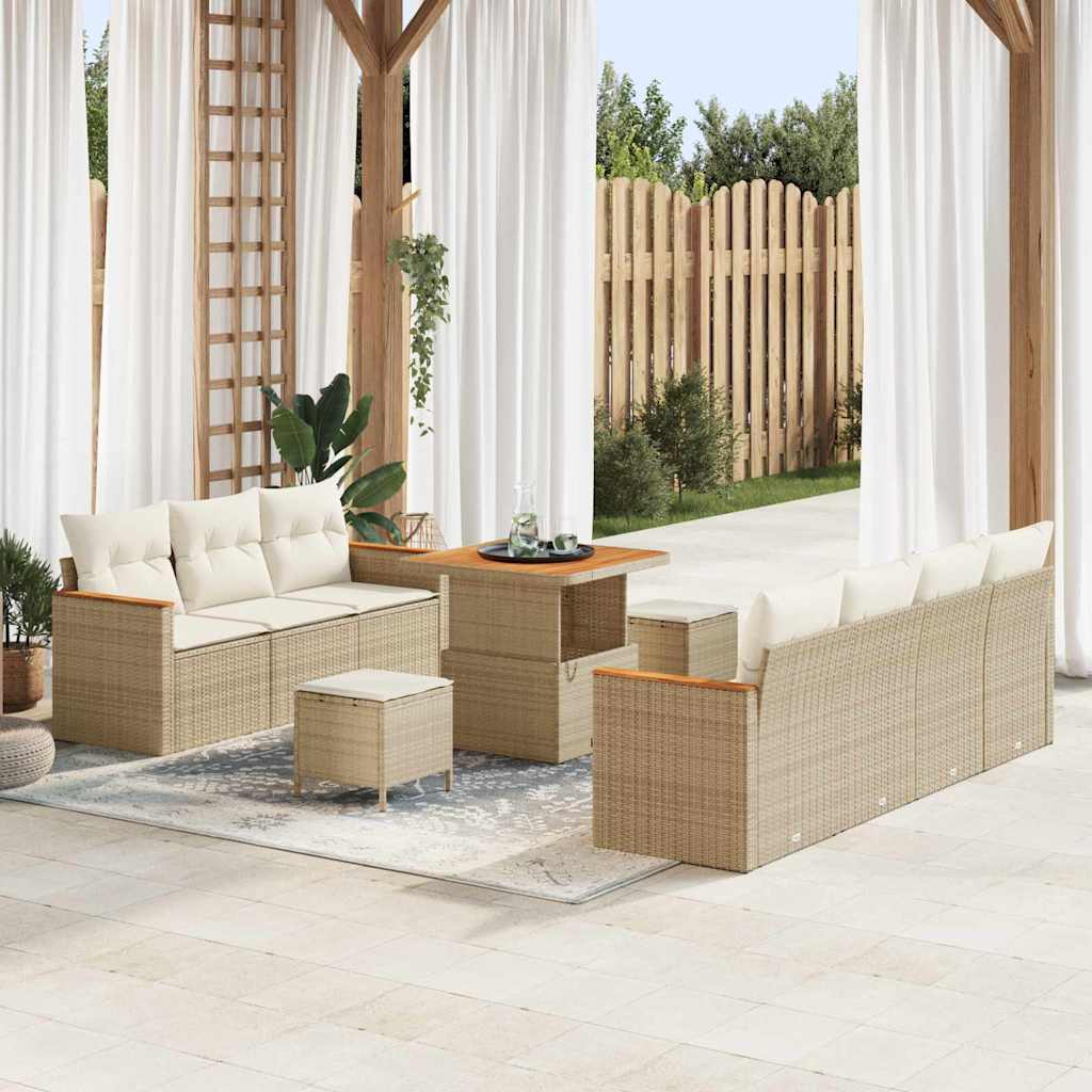 JUNG Vida Gartensofa-set 10 pcs Beige Poly-Rattan