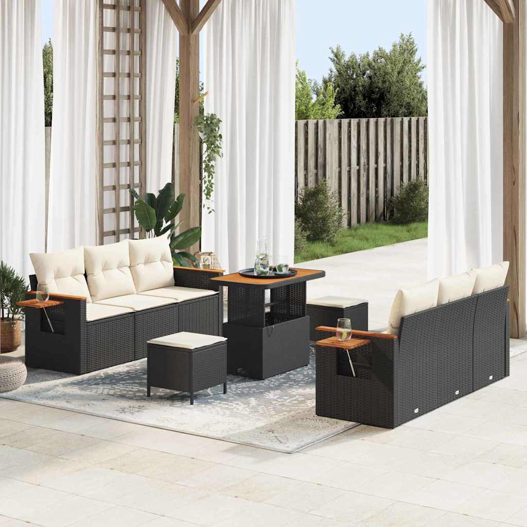 JUNG Vida Gartensofa-set 9 pcs Schwarz Poly-Rattan