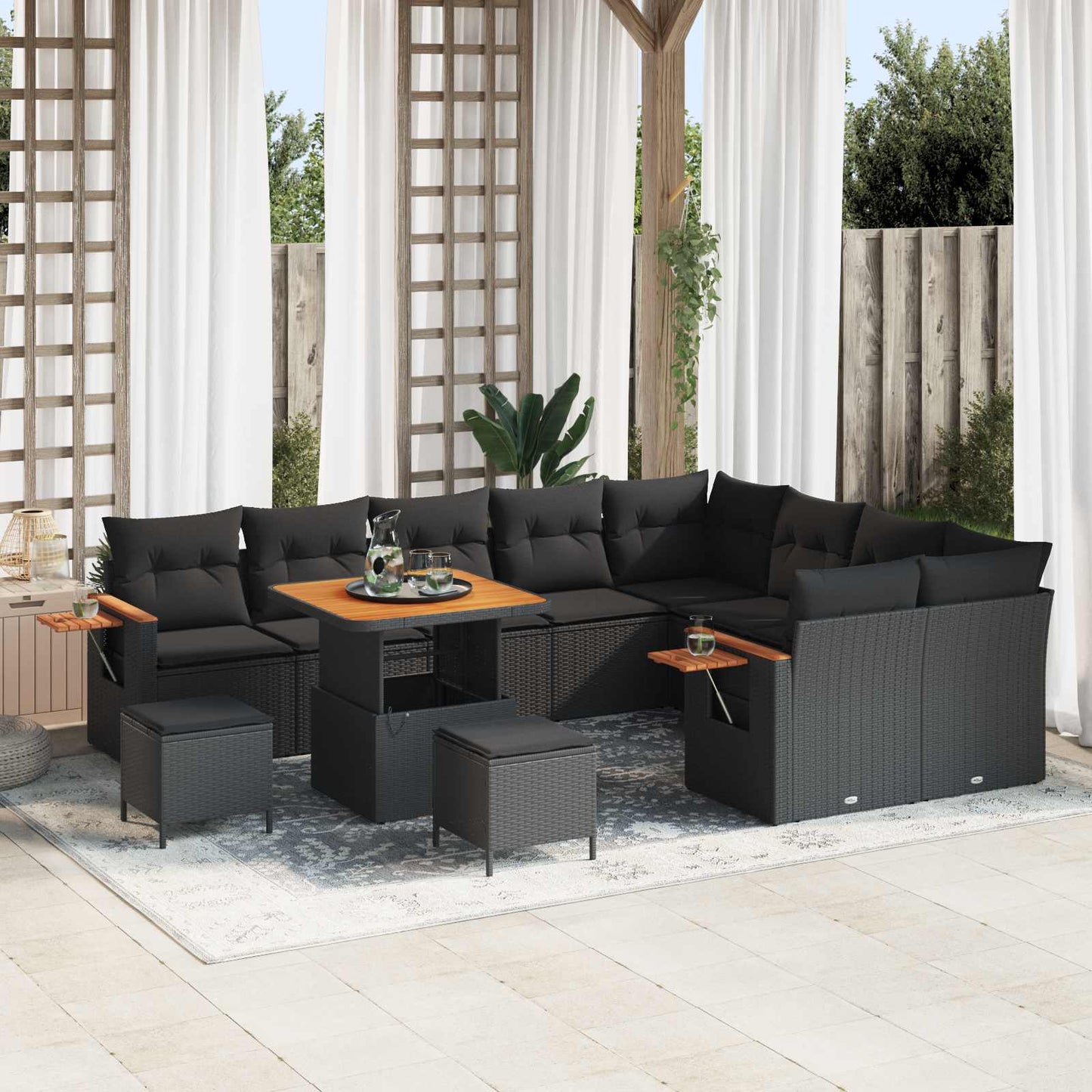 JUNG Vida Gartensofa-set 12 pcs Schwarz Poly-Rattan