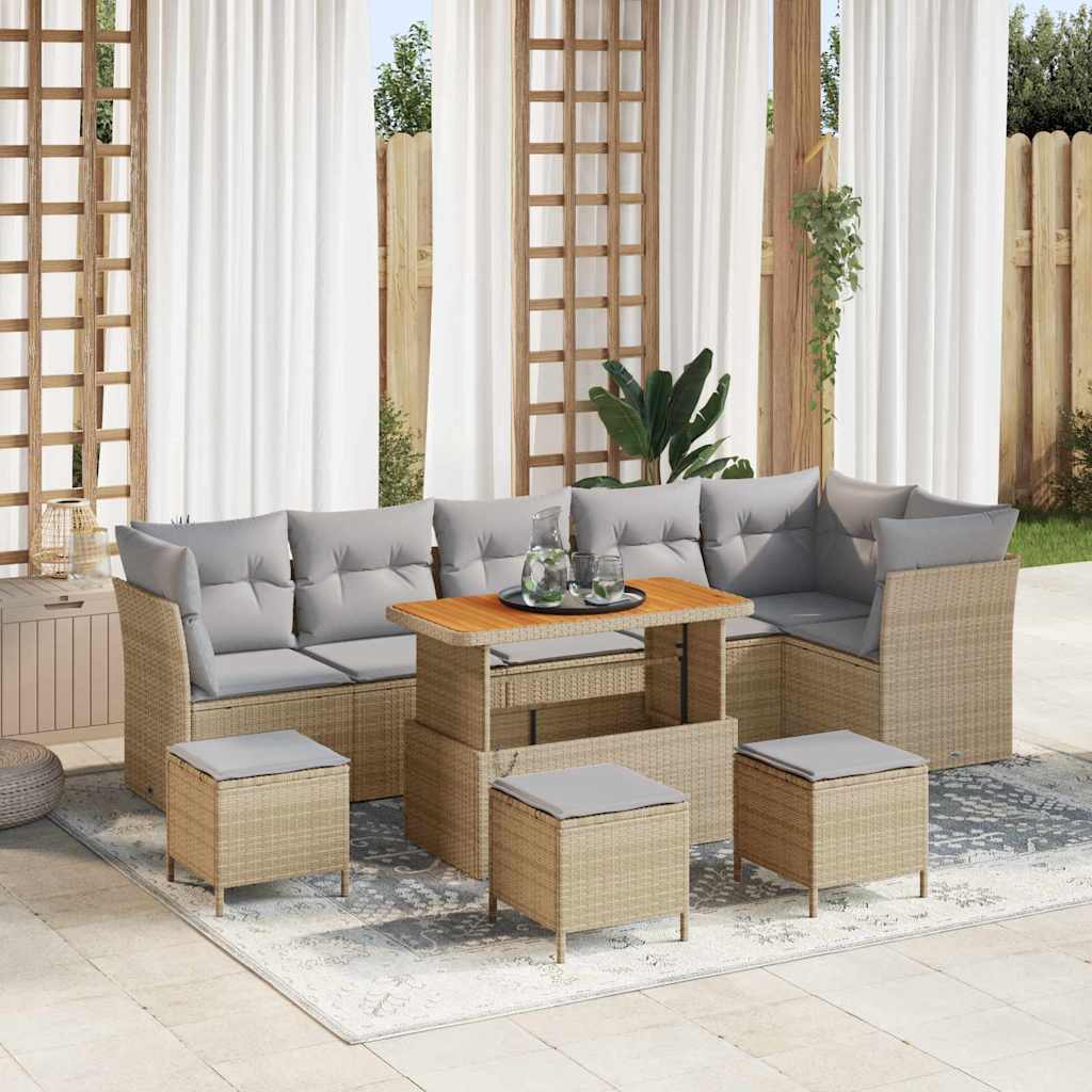 JUNG Vida Garten-Sofa-Set mit Kissen 10 pcs Beige und Hellgrau