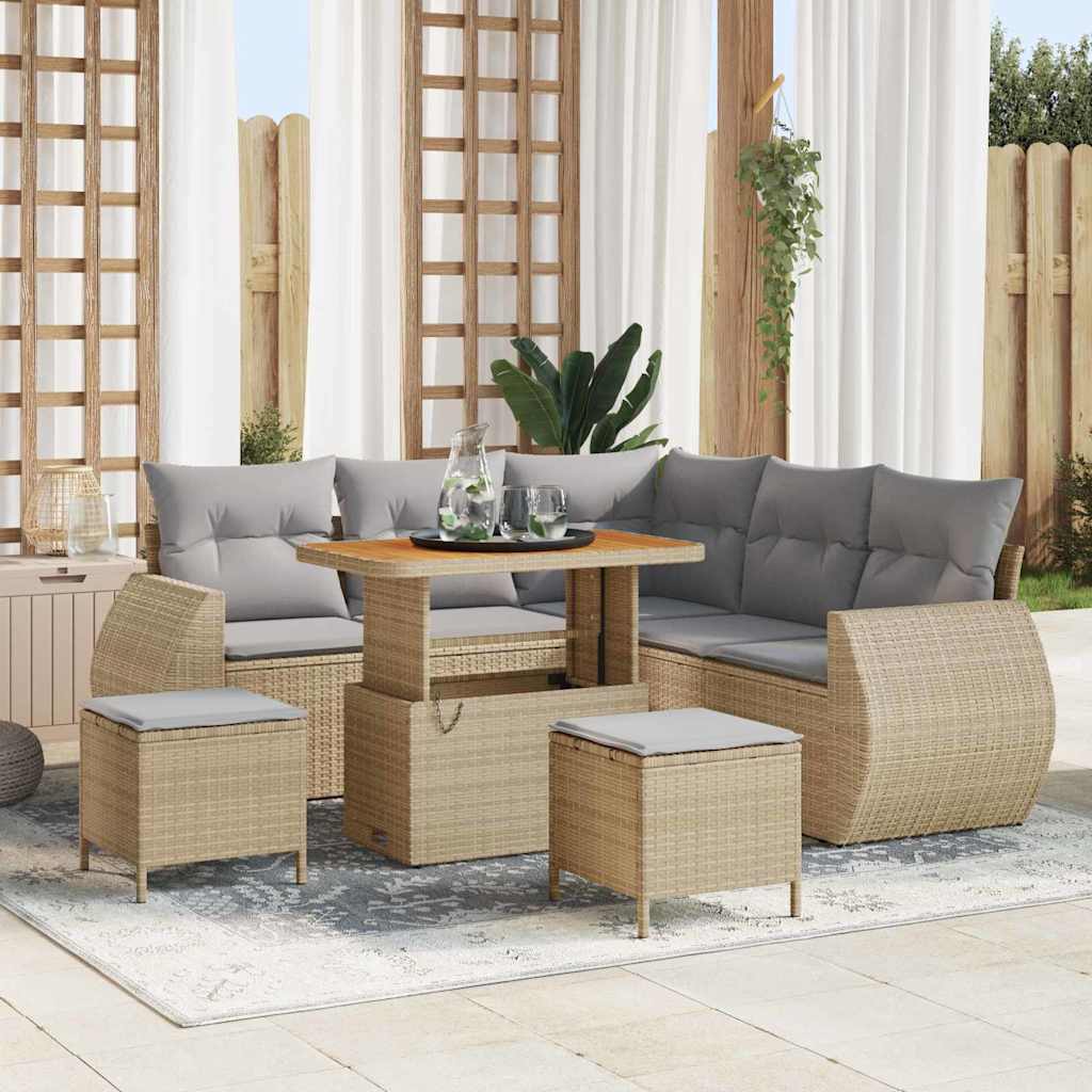 JUNG Vida Garten-Sofa-Set mit Kissen 8 pcs Beige und Hellgrau