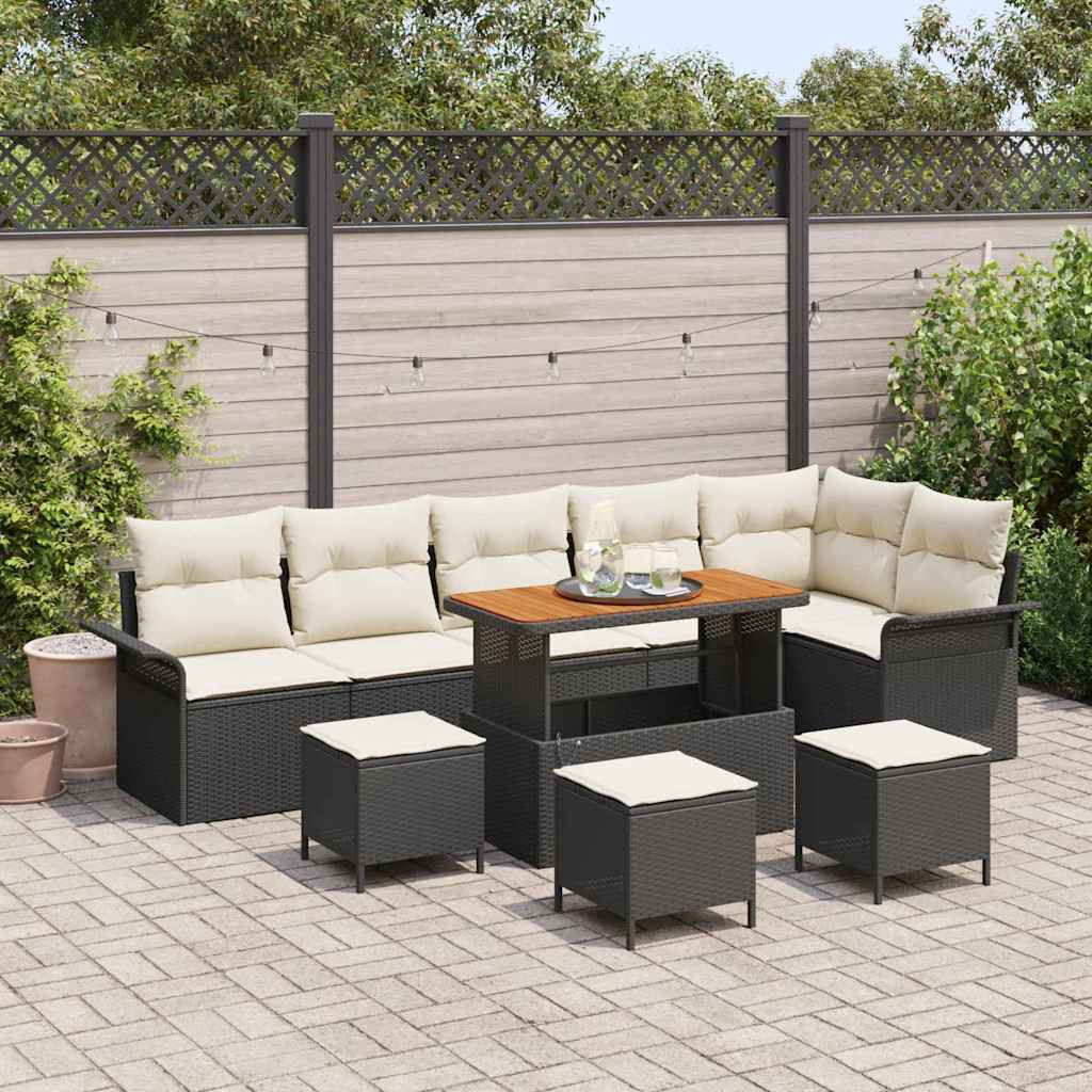 JUNG Vida Garten-Sofa-Set mit Kissen mit Kissen 10 pcs Schwarz und Creme