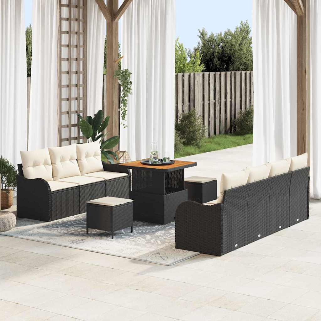 JUNG Vida Garten-Sofa-Set mit Kissen mit Kissen 10 pcs Schwarz und Creme