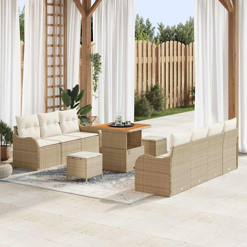 JUNG Vida Garten-Sofa-Set mit Kissen mit Speicher 10 pcs Beige und Creme