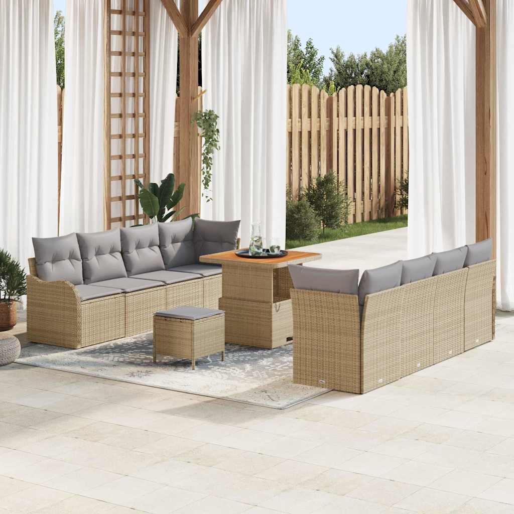 JUNG Vida Garten-Sofa-Set mit Kissen mit Kissen 11 pcs Beige und Hellgrau