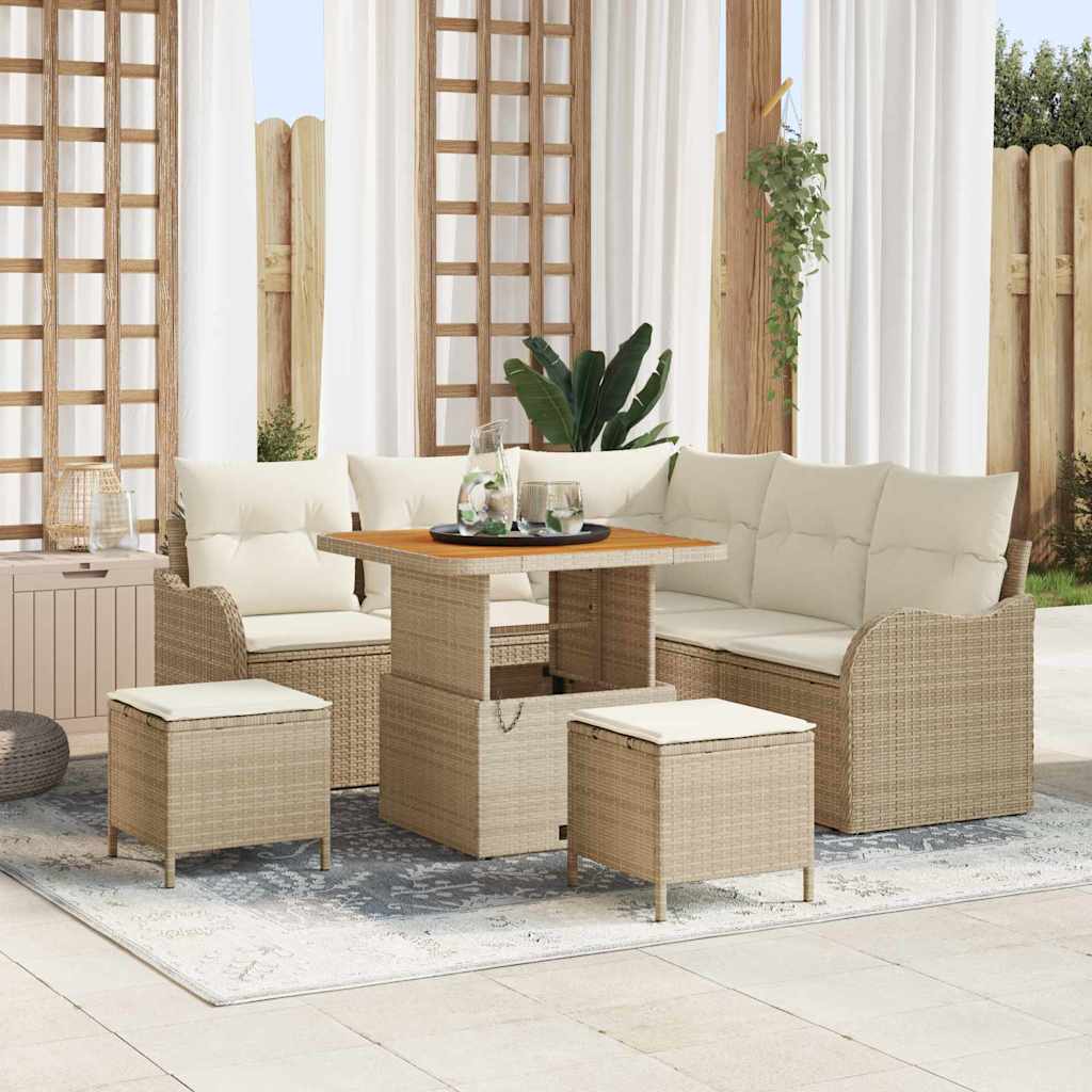 JUNG Vida Garten-Sofa-Set mit Kissen mit Speicher 8 pcs Beige und Creme