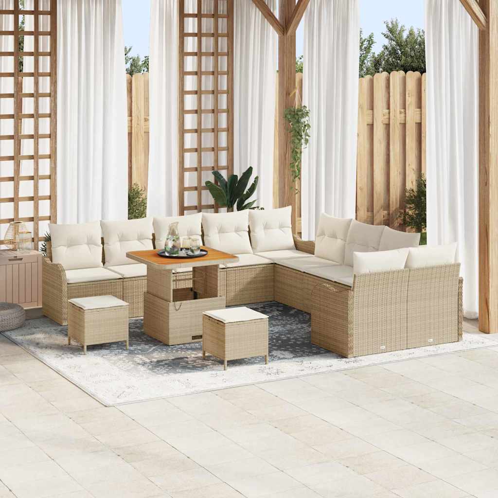 JUNG Vida Garten-Sofa-Set mit Kissen mit Speicher 13 pcs Beige und Creme