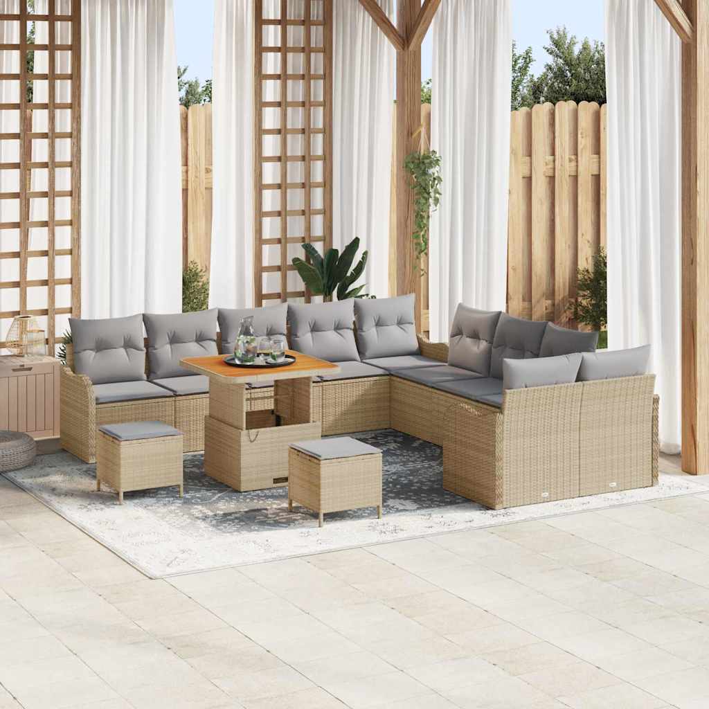 JUNG Vida Garten-Sofa-Set mit Kissen mit Kissen 13 pcs Beige und Hellgrau