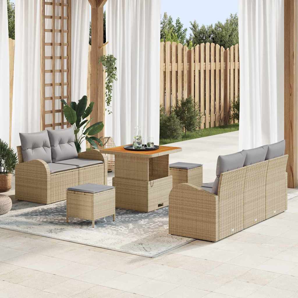 JUNG Vida Garten-Sofa-Set mit Kissen mit Kissen 8 pcs Beige und Hellgrau