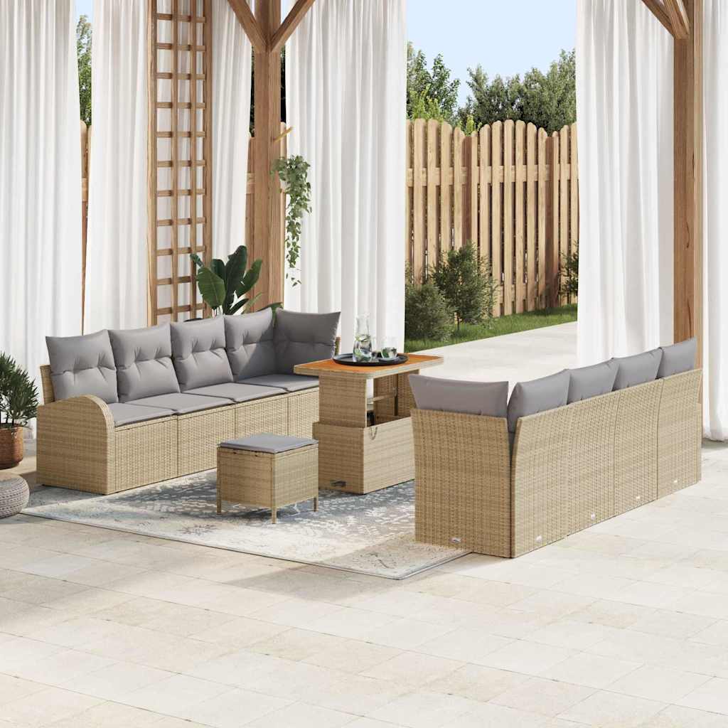 JUNG Vida Garten-Sofa-Set mit Kissen mit Kissen 11 pcs Beige und Hellgrau