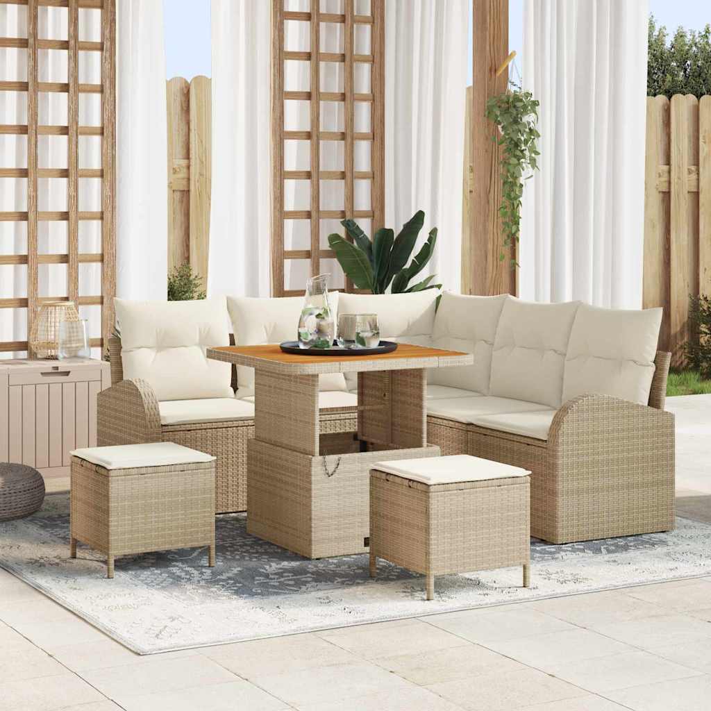 JUNG Vida Garten-Sofa-Set mit Kissen mit Speicher 8 pcs Beige und Creme