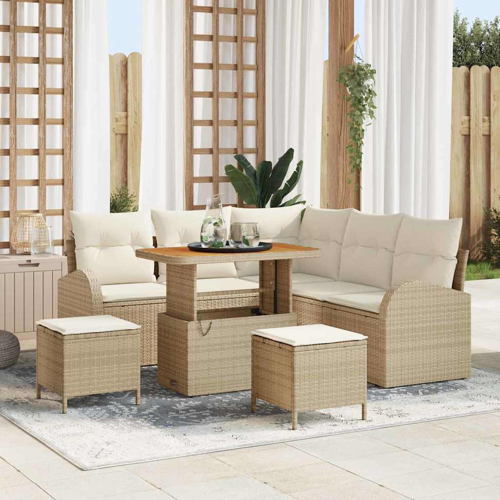 JUNG Vida Garten-Sofa-Set mit Kissen mit Speicher 8 pcs Beige und Creme