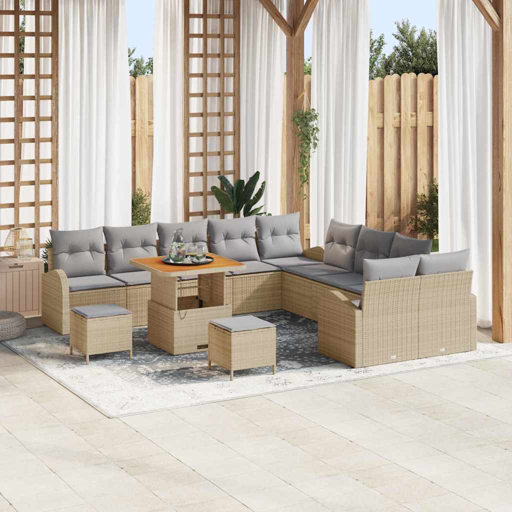 JUNG Vida Garten-Sofa-Set mit Kissen mit Kissen 13 pcs Beige und Hellgrau