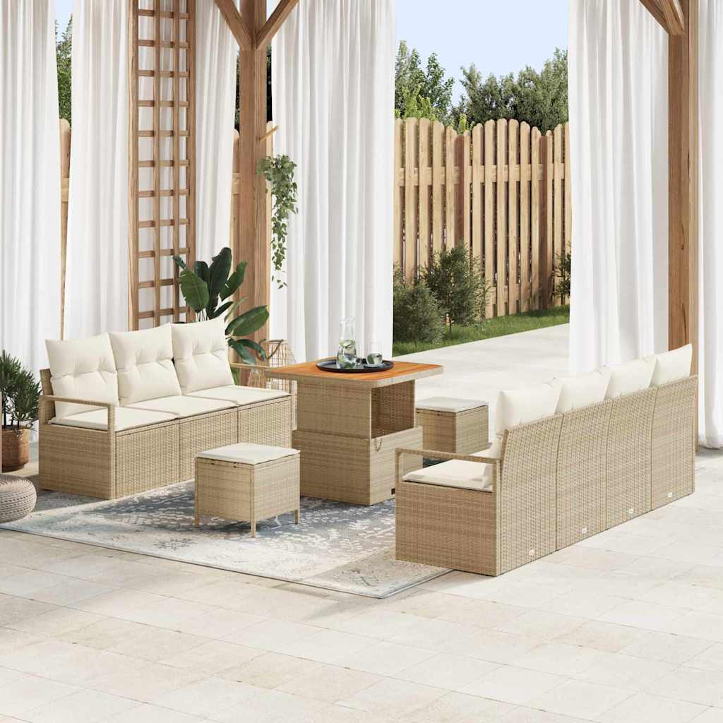 JUNG Vida Garten-Sofa-Set mit Kissen mit Speicher 10 pcs Beige und Creme