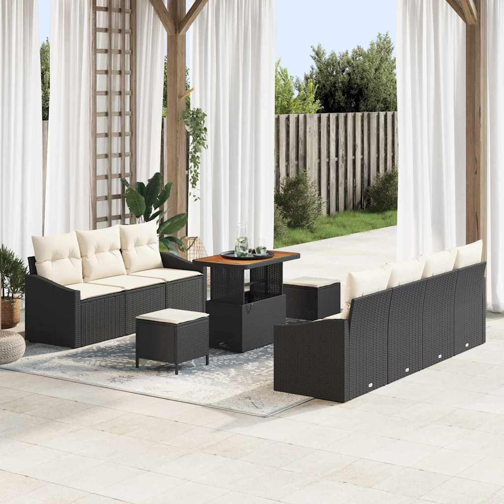 JUNG Vida Garten-Sofa-Set mit Kissen mit Kissen 10 pcs Schwarz und Creme