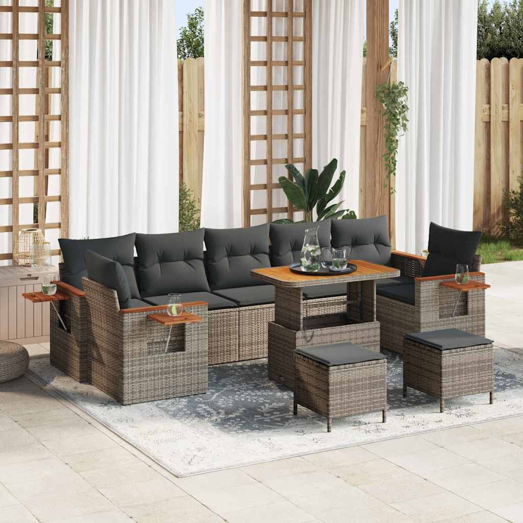 JUNG Vida Gartensofa-set mit Kissen 13 pcs Grau Poly-Rattan