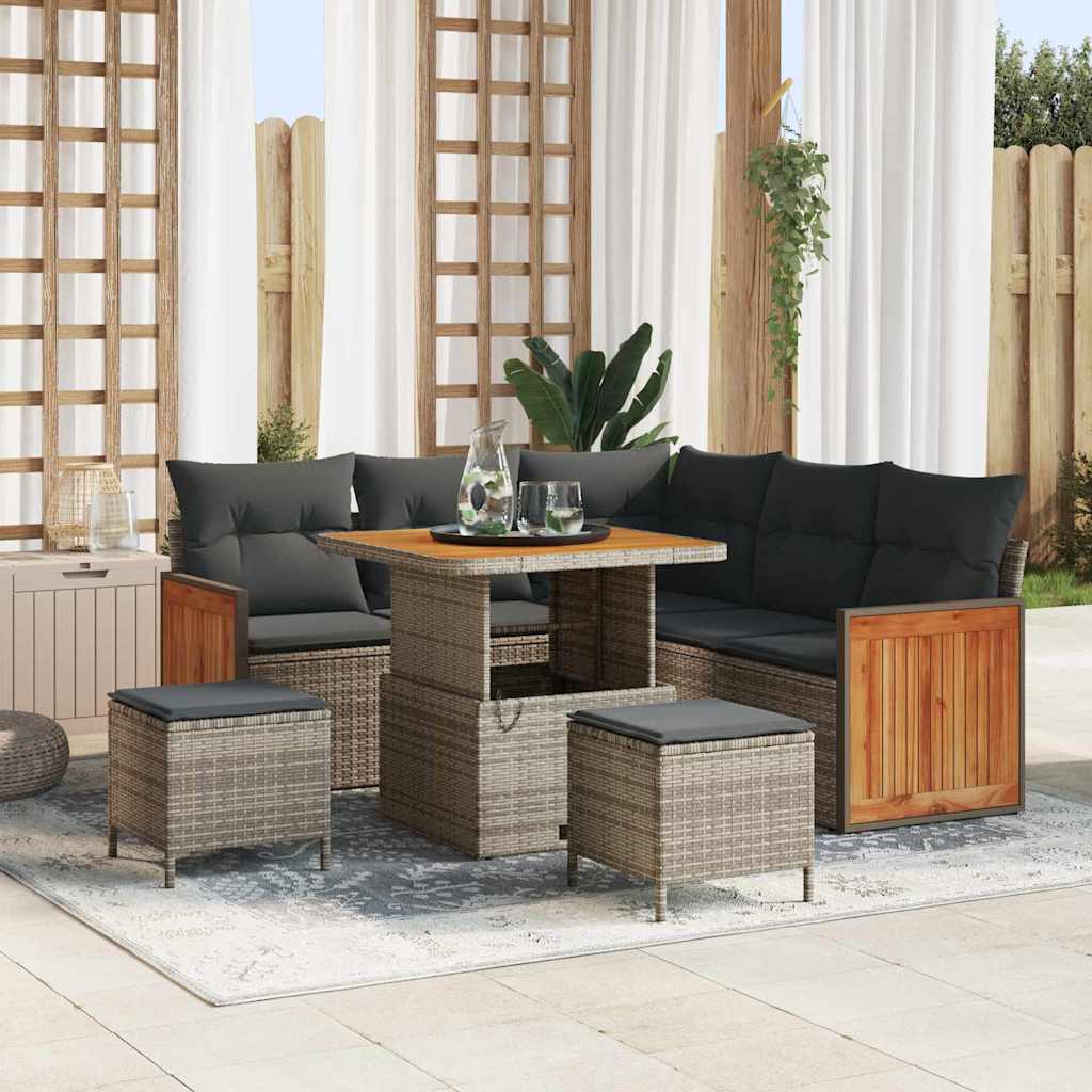 JUNG Vida Gartensofa-set mit Kissen 9 pcs Grau Poly-Rattan