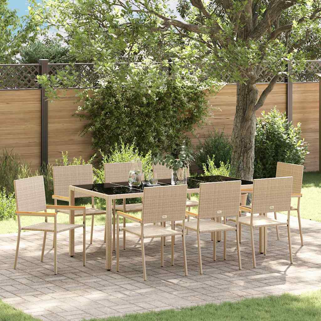 JUNG Vida Garten Essgruppe 9 pcs Beige Poly-Rattan
