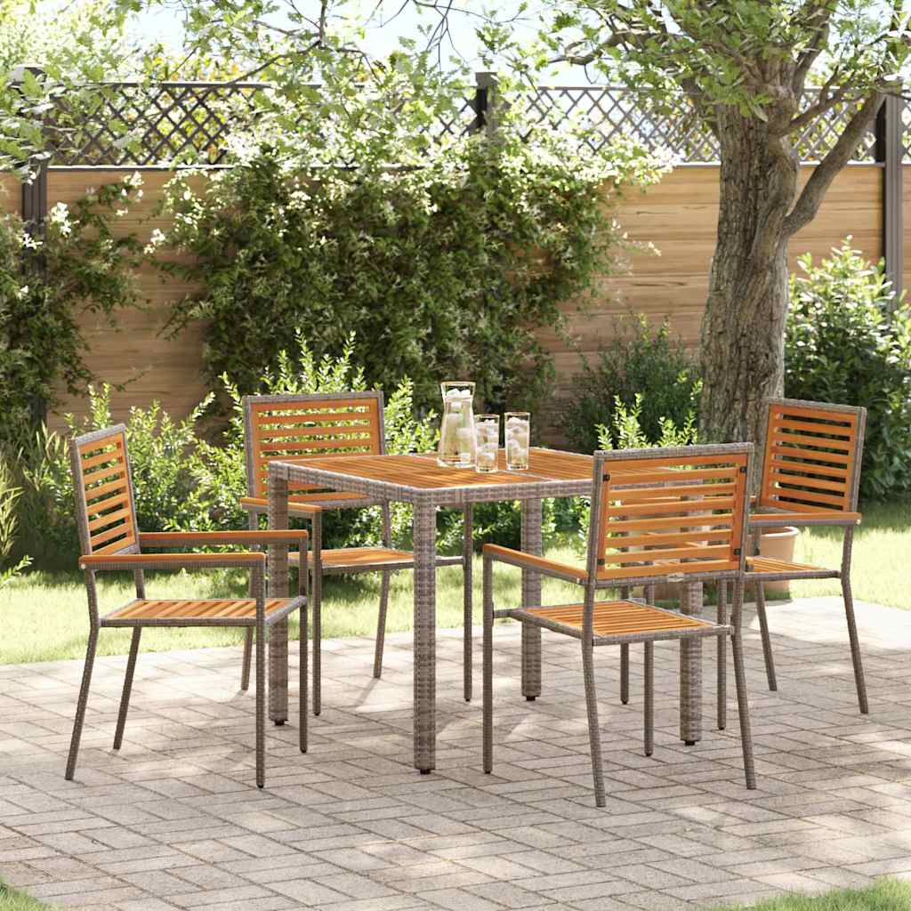 JUNG Vida Garten Essgruppe 5 pcs Grau und Braun Poly-Rattan