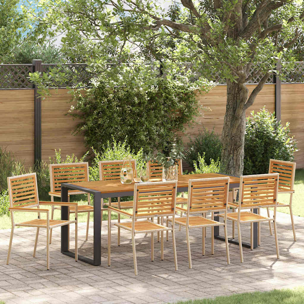 JUNG Vida Garten Essgruppe 9 pcs Beige und Braun Poly-Rattan