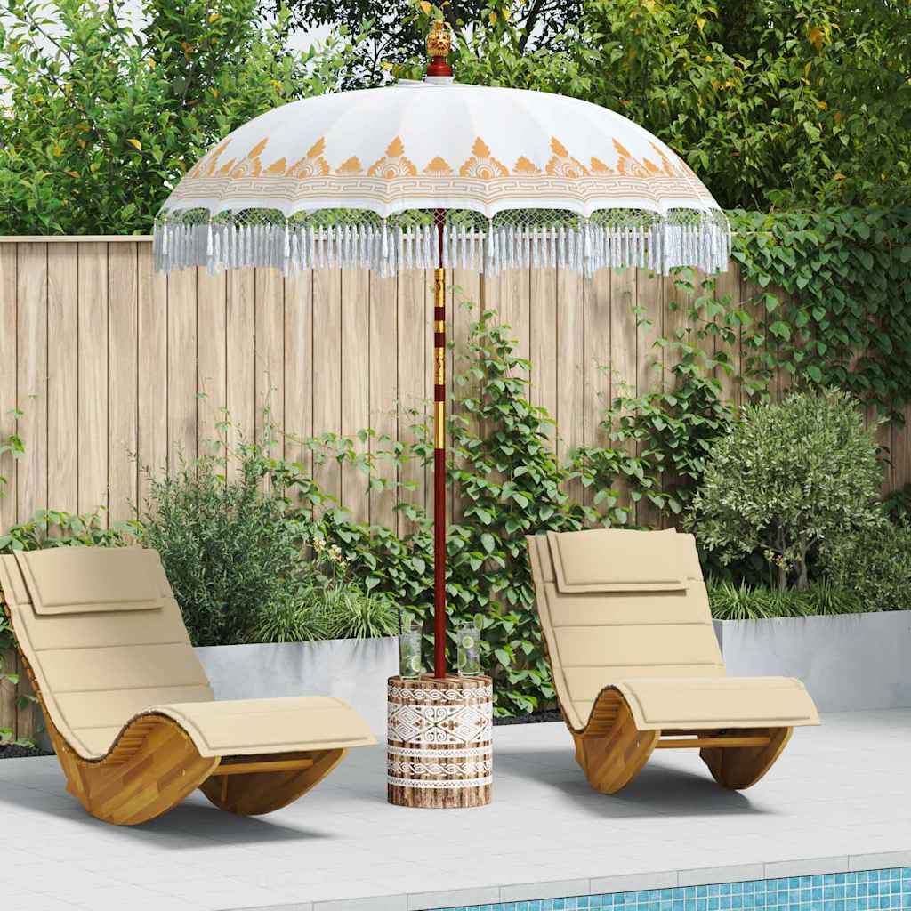JUNG Vida Balinesischer Sonnenschirm mit Sockel Creme 185 x 185 x 260 cm