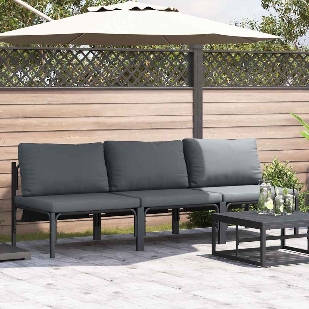 JUNG Vida Gartenmöbel mit Kissen 3 pcs Anthrazit 80 x 80 x 71 cm Stahl