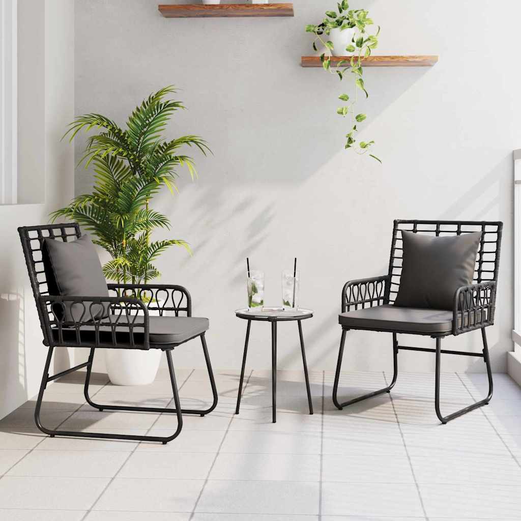 JUNG Vida Garten Essgruppe 3 pcs Schwarz und Anthrazit Poly-Rattan