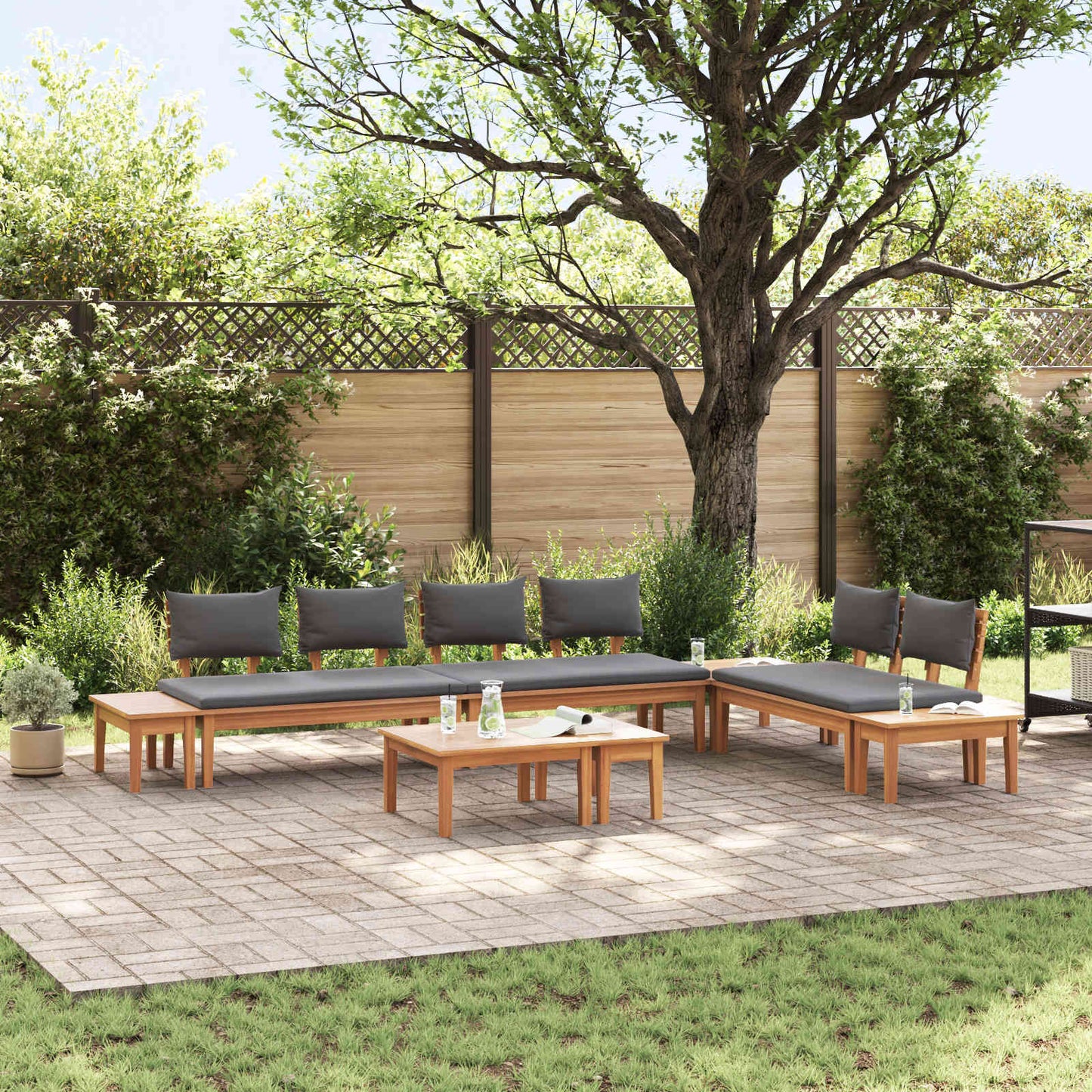 JUNG Vida Gartensofa-set 5 pcs Braun und Grau