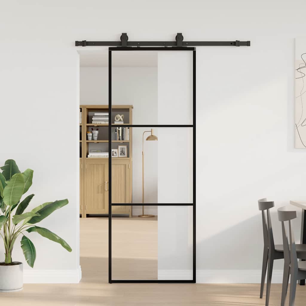 JUNG Vida Schiebetür mit Beschlag Schwarz 76x205 cm ESG-Glas