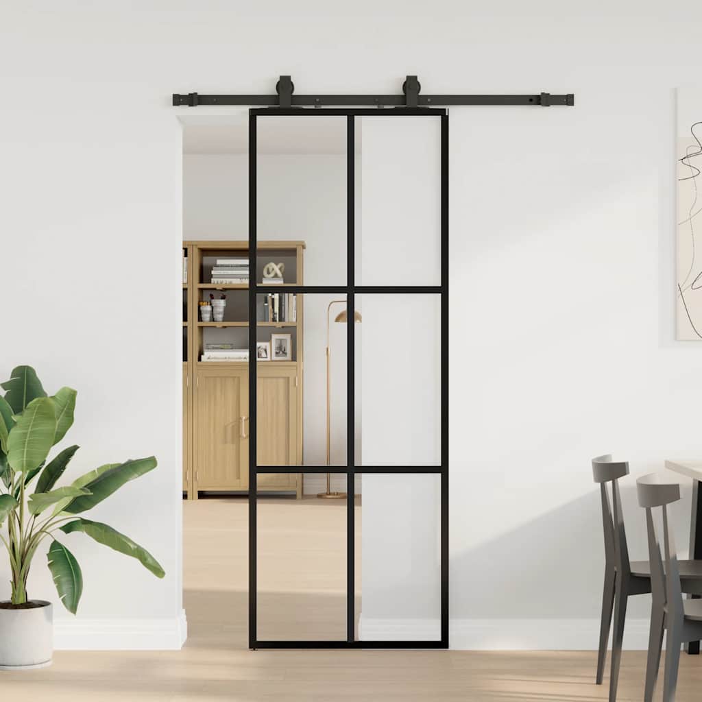 JUNG Vida Schiebetür mit Beschlag Schwarz 76x205 cm ESG-Glas
