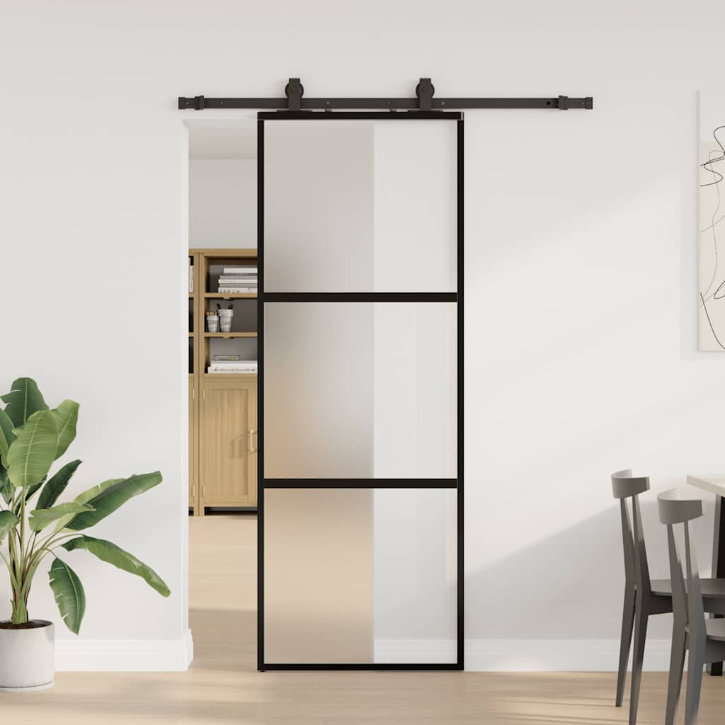 JUNG Vida Schiebetür mit Beschlag Schwarz 76x205 cm Hartglas
