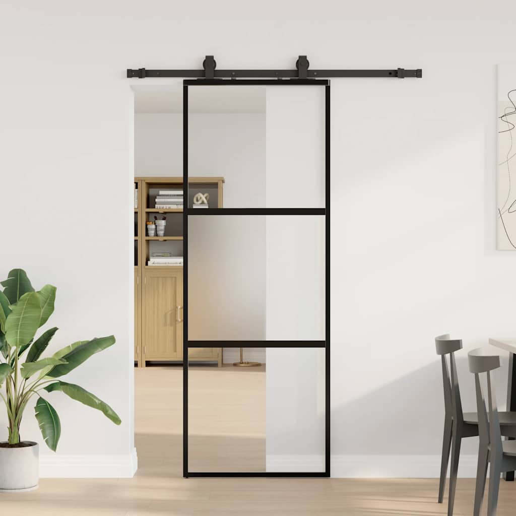 JUNG Vida Schiebetür mit Beschlag Schwarz 76x205 cm Hartglas