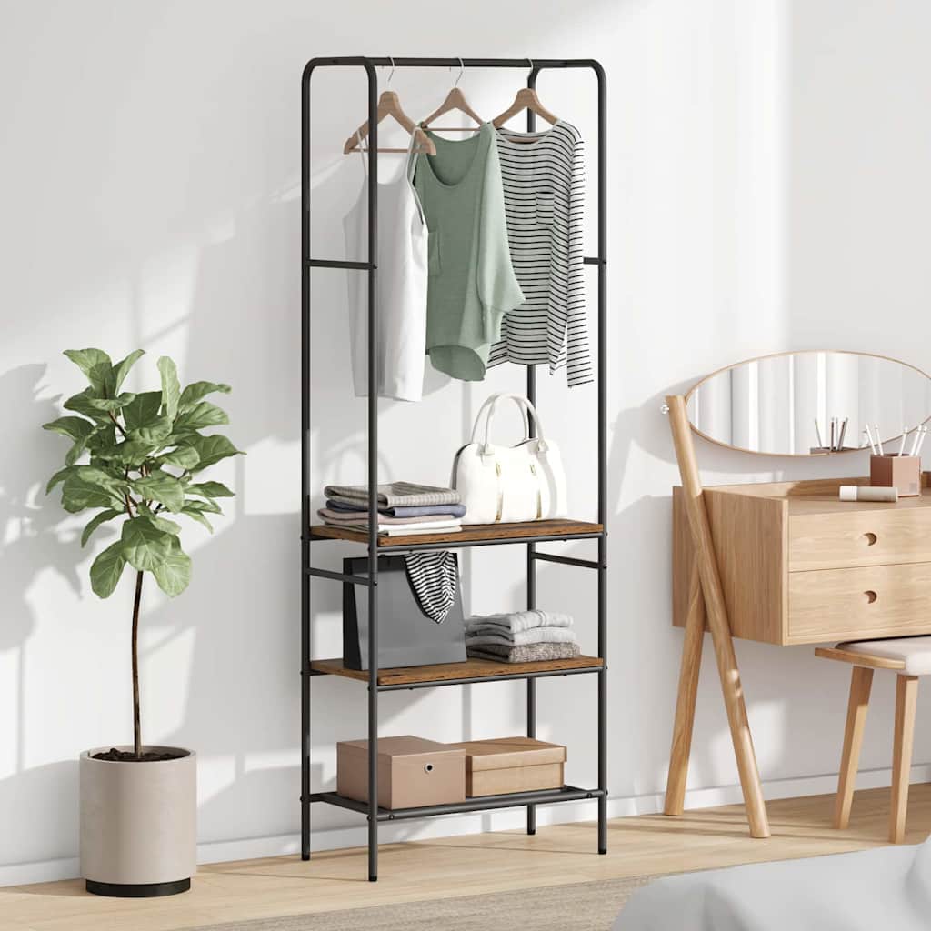 JUNG Vida Kleiderständer mit Regal Altholz 60 x 30 x 171 cm Holzwerkstoff