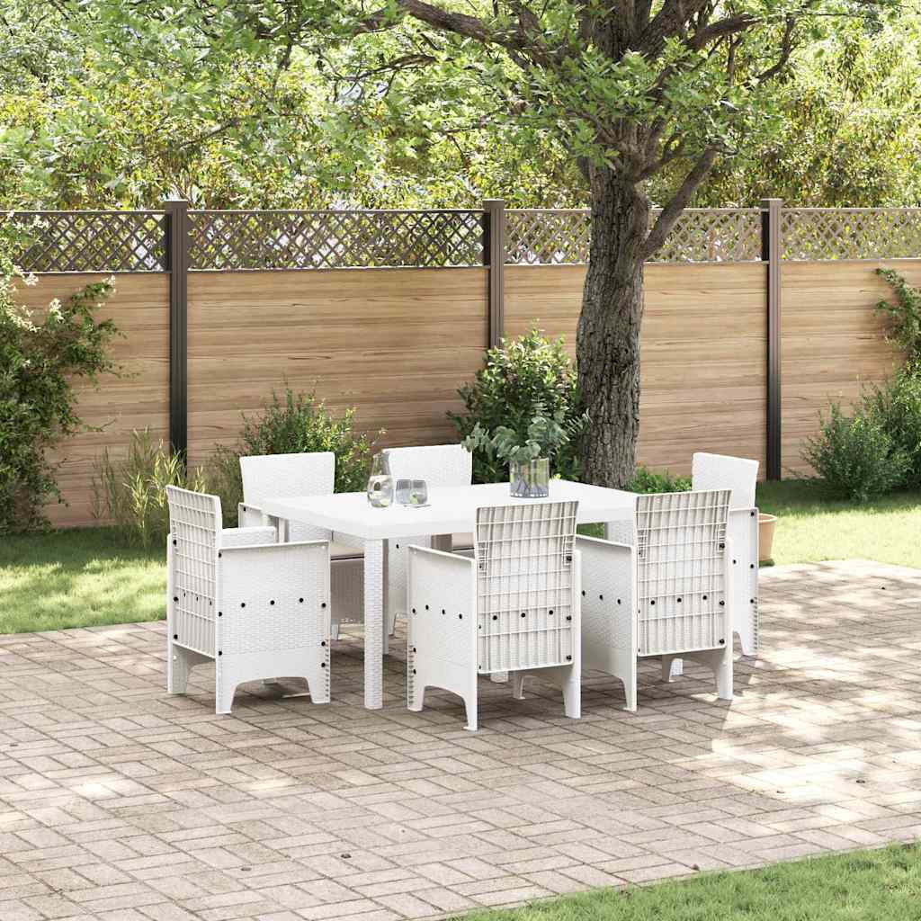 JUNG Vida Garten Essgruppe 7 pcs Weiß Polt Rattan