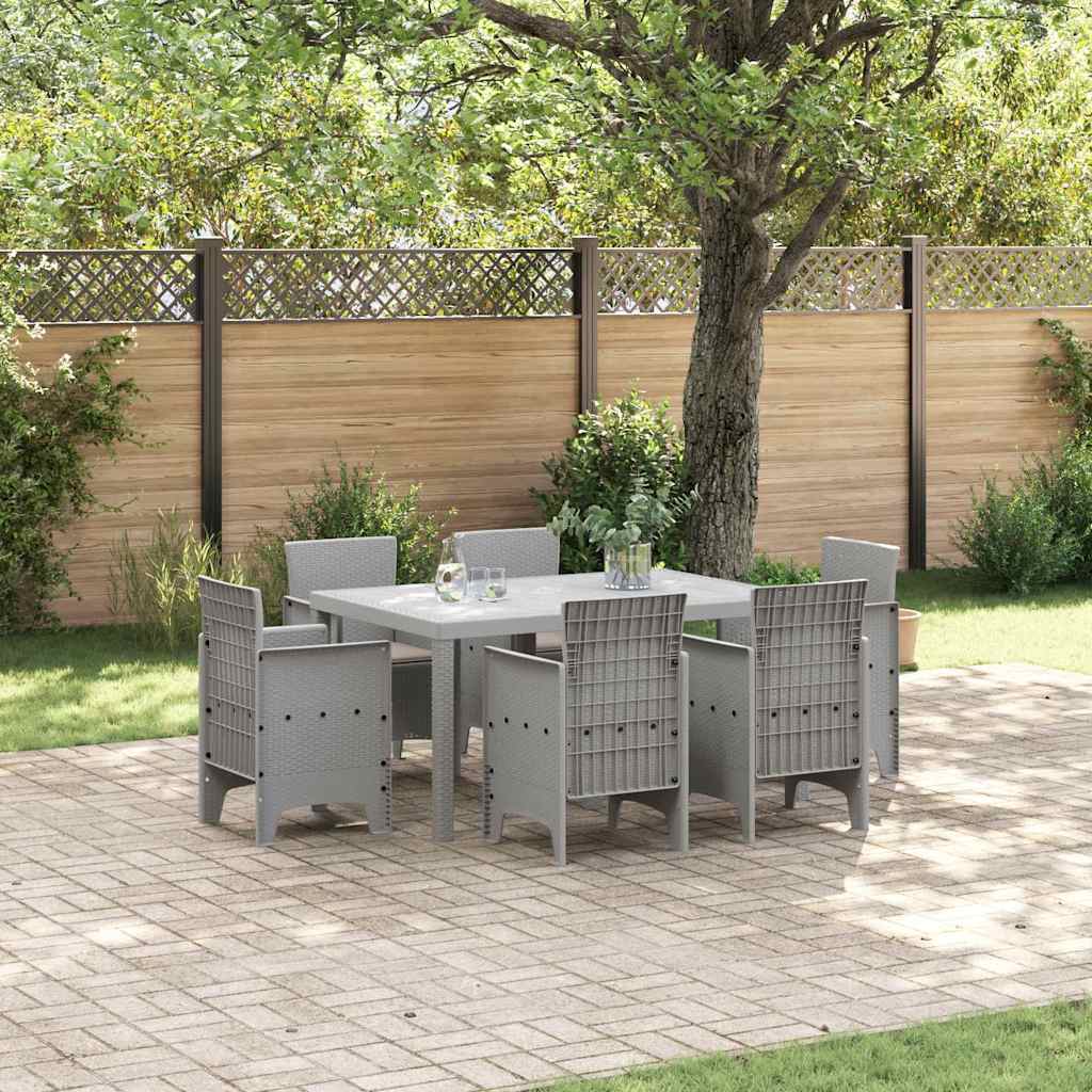 JUNG Vida Garten Essgruppe 7 pcs Hellgrau Polt Rattan