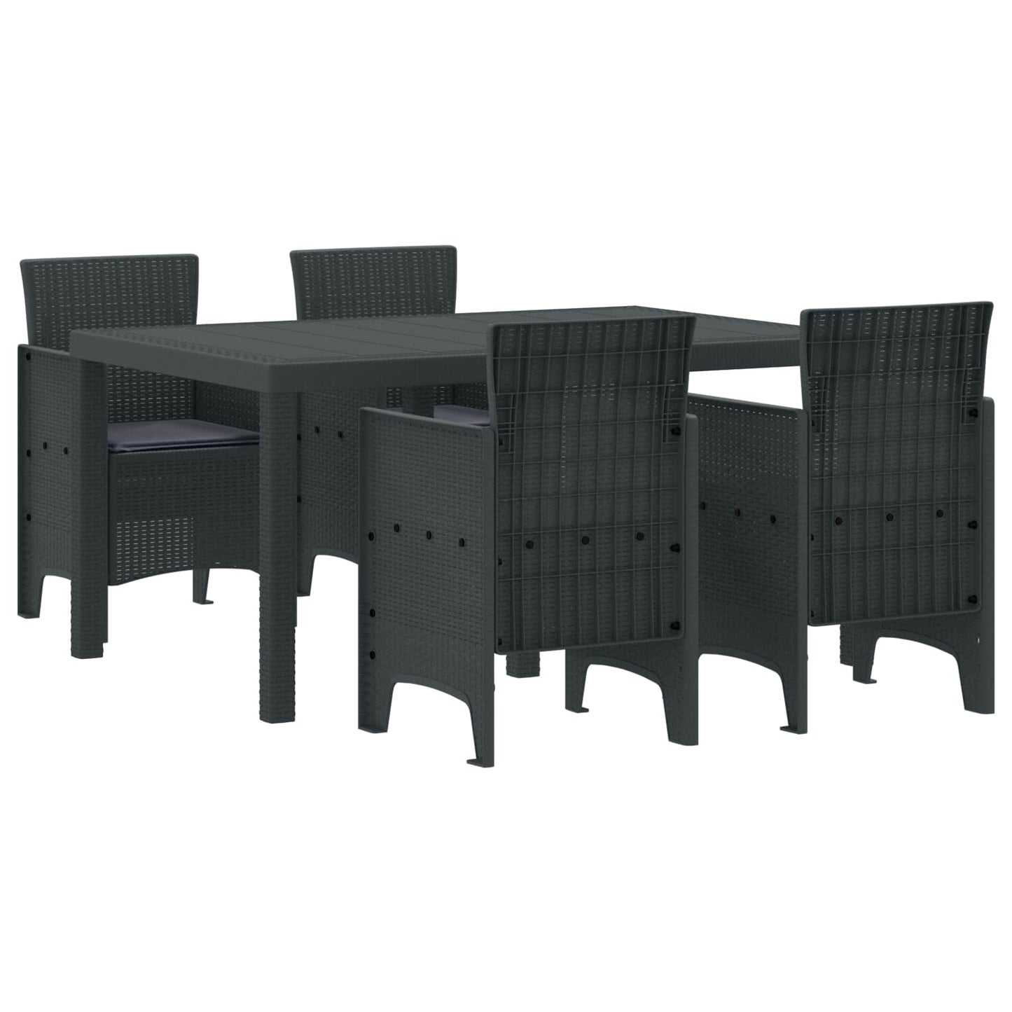 JUNG Vida Garten Essgruppe 5 pcs Anthrazit Polt Rattan