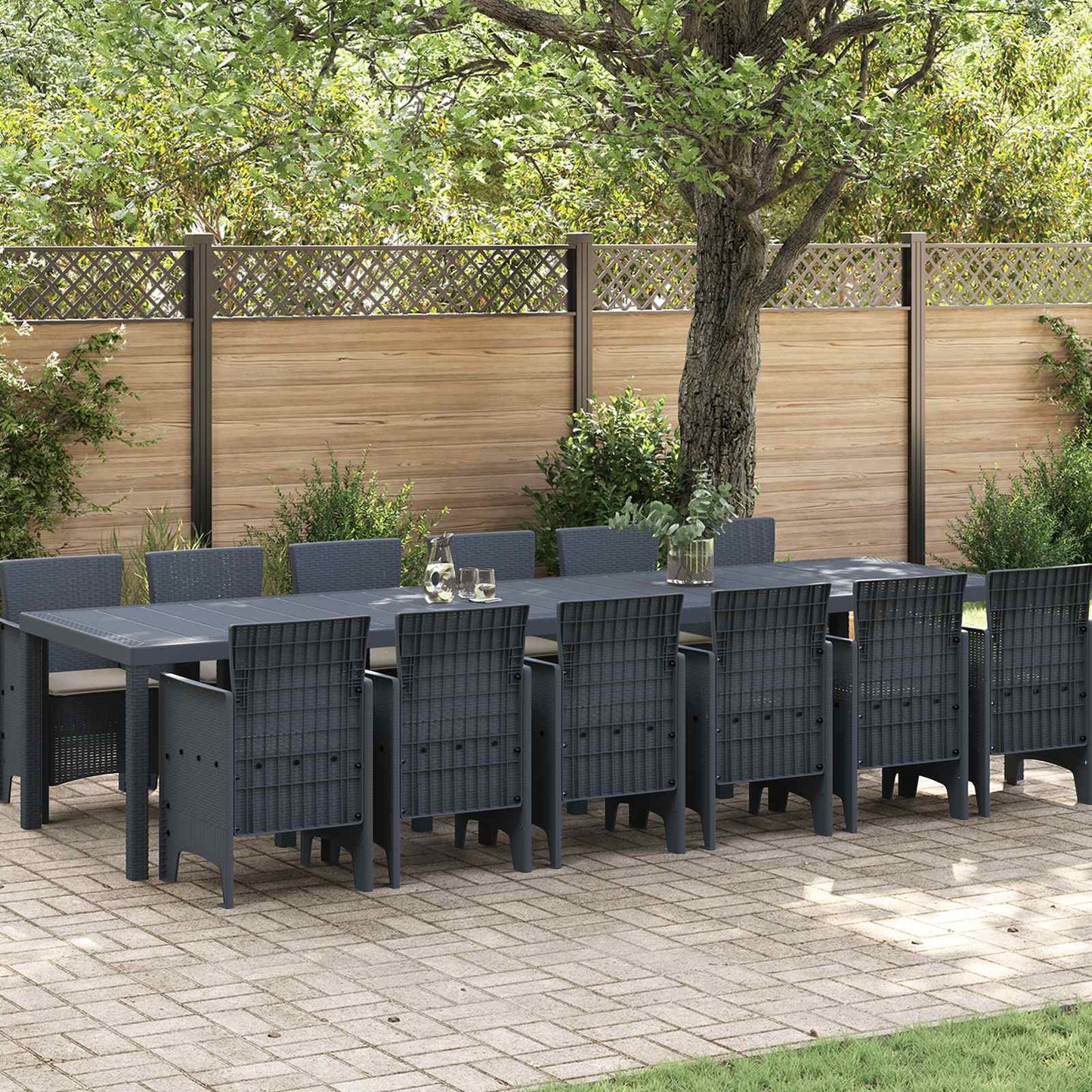 JUNG Vida Garten Essgruppe 13 pcs Anthrazit Polt Rattan