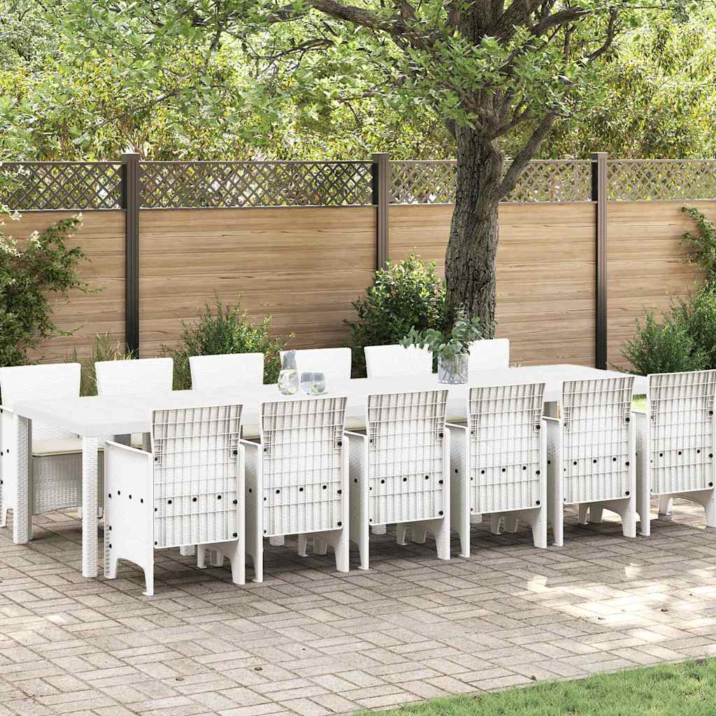 JUNG Vida Garten Essgruppe 13 pcs Weiß Polt Rattan
