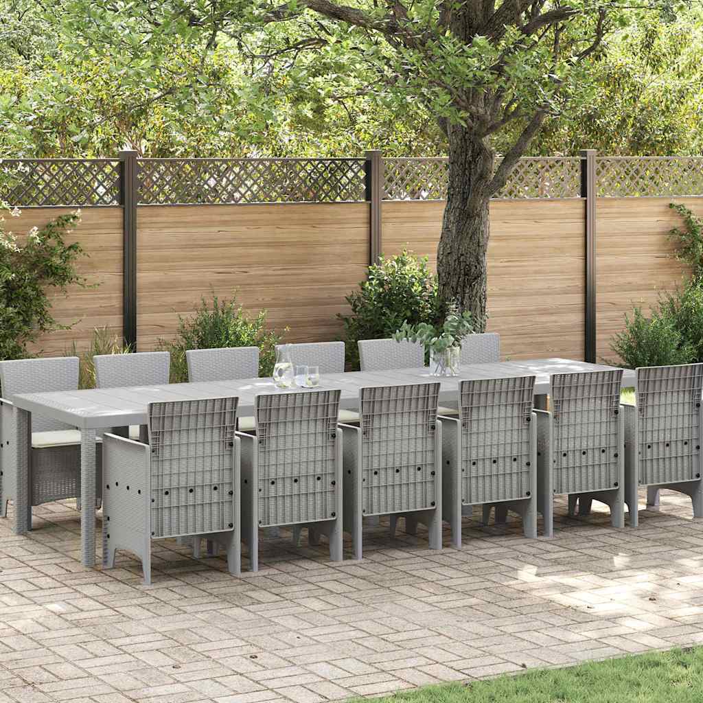 JUNG Vida Garten Essgruppe 13 pcs Hellgrau Polt Rattan
