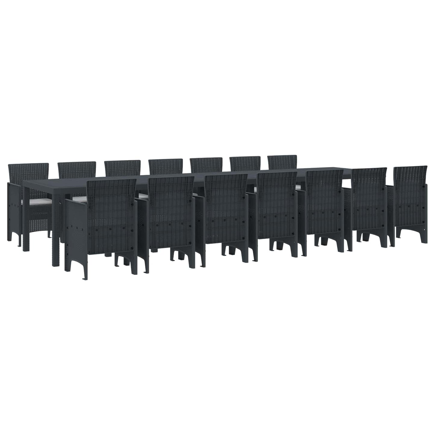 JUNG Vida Garten-Esszimmergarnitur mit Kissen 15 pcs Anthrazit PP