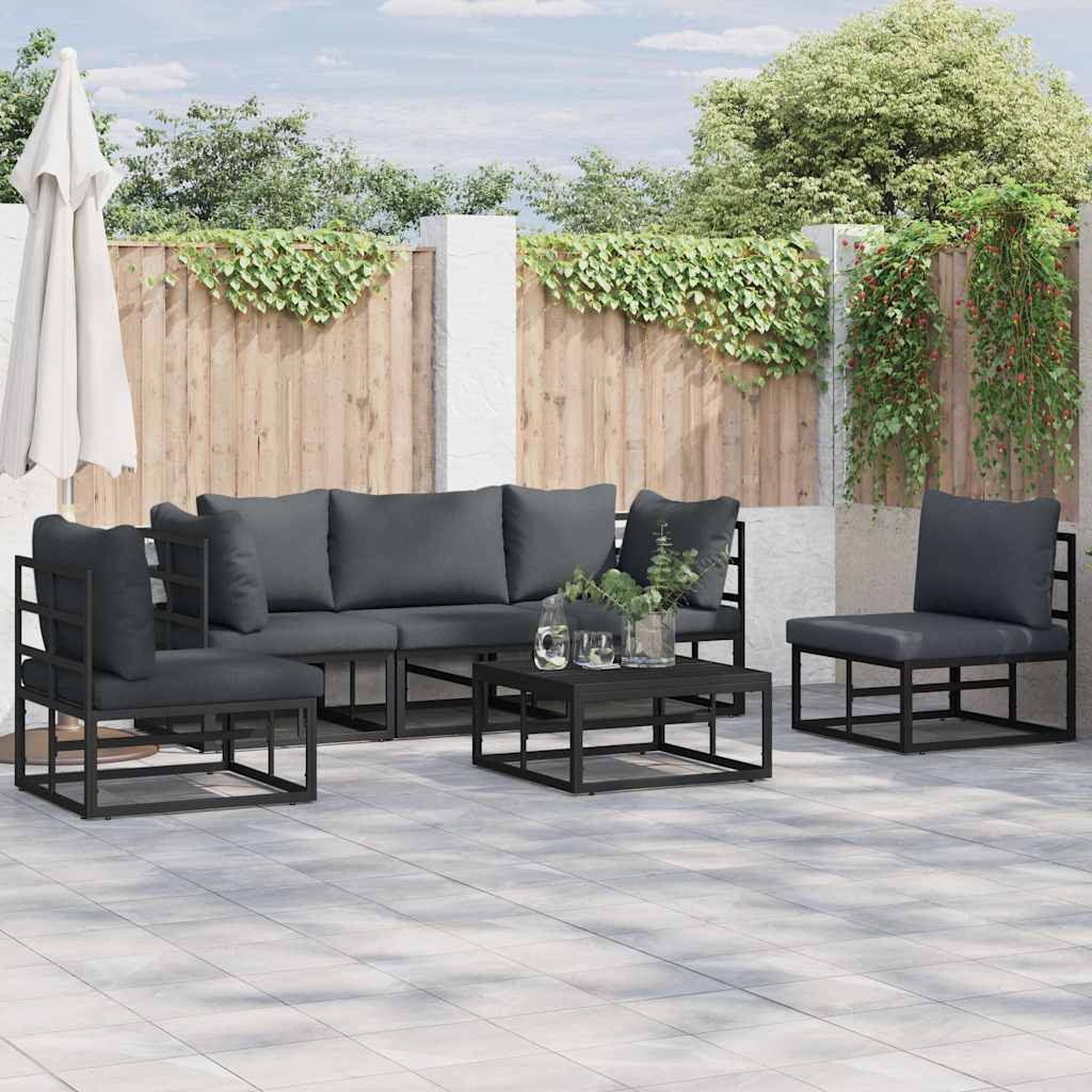 JUNG Vida Gartensofa-set mit Kissen 6 pcs Schwarz Aluminium