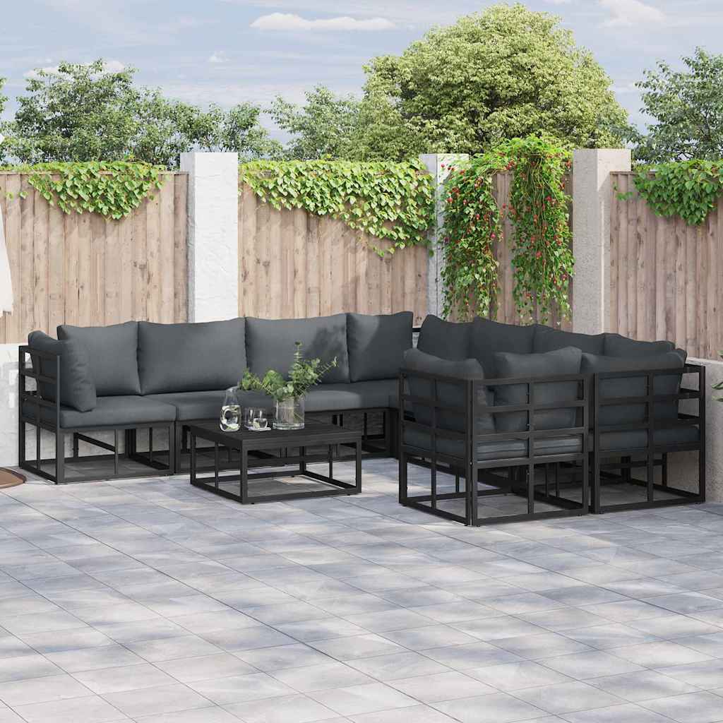 JUNG Vida Gartensofa-set mit Kissen 8 pcs Schwarz Stahl