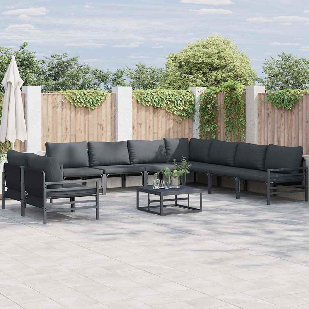 JUNG Vida Gartensofa-set mit Kissen 9 pcs Schwarz Stahl